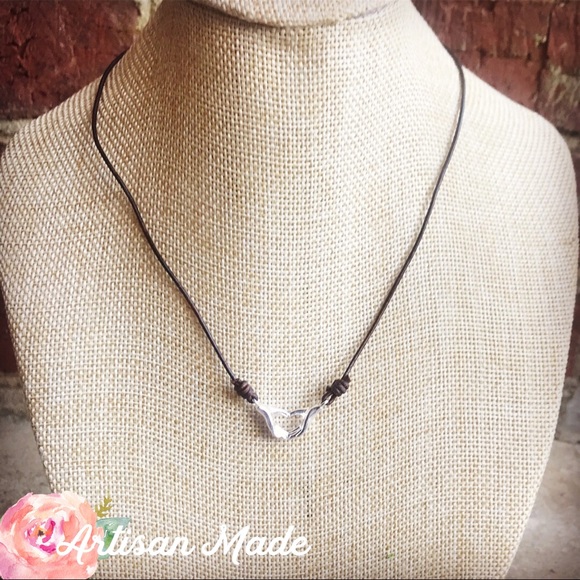 🔴3/$15 NEW Silver Love Sign Leather Choker - Picture 3 of 8
